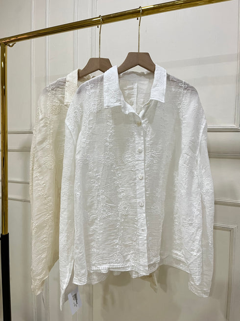 Women Summer Embroidered Cotton Shirts